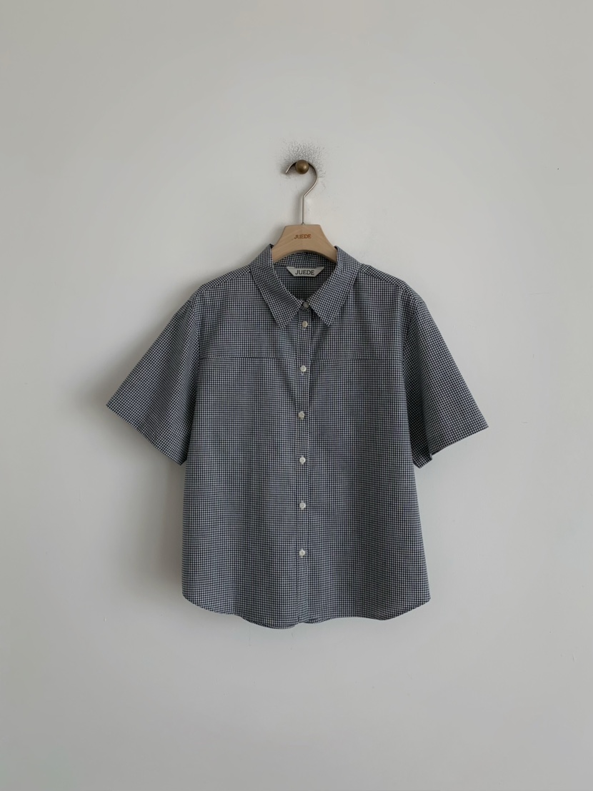 JUEDE(此品牌容易投訴)東大門實拍女士新品25春夏襯衫蕾絲衫格紋JUEDE襯衫/蕾絲衫