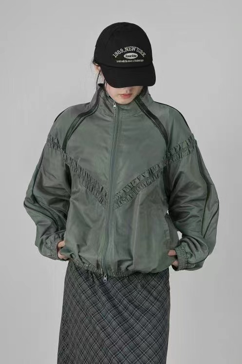 TWOWAY東大門直郵女士新品時尚人氣25春夏熱賣夾克皮革褶皺TWOWAY夾克圖色2