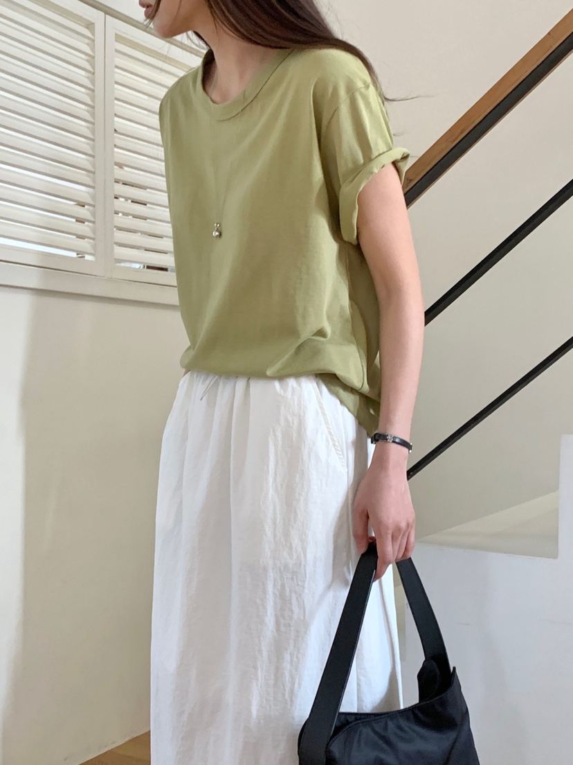 WOOD韓國直郵女士新款休閑推薦真品25春夏時尚人氣熱賣T恤圓領WOODT恤