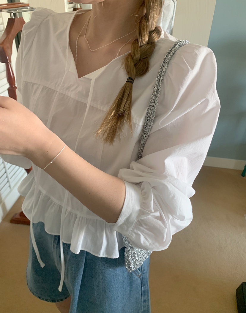 MELLOUNGE-멜라운지-T東大門實拍女士新款休閑襯衫蕾絲衫MELLOUNGE-T襯衫/蕾絲衫