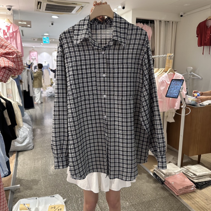DELLING直郵韓國代購㊣女裝新品熱賣推薦時尚休閑襯衫蕾絲衫DELLING襯衫/蕾絲衫圖色2