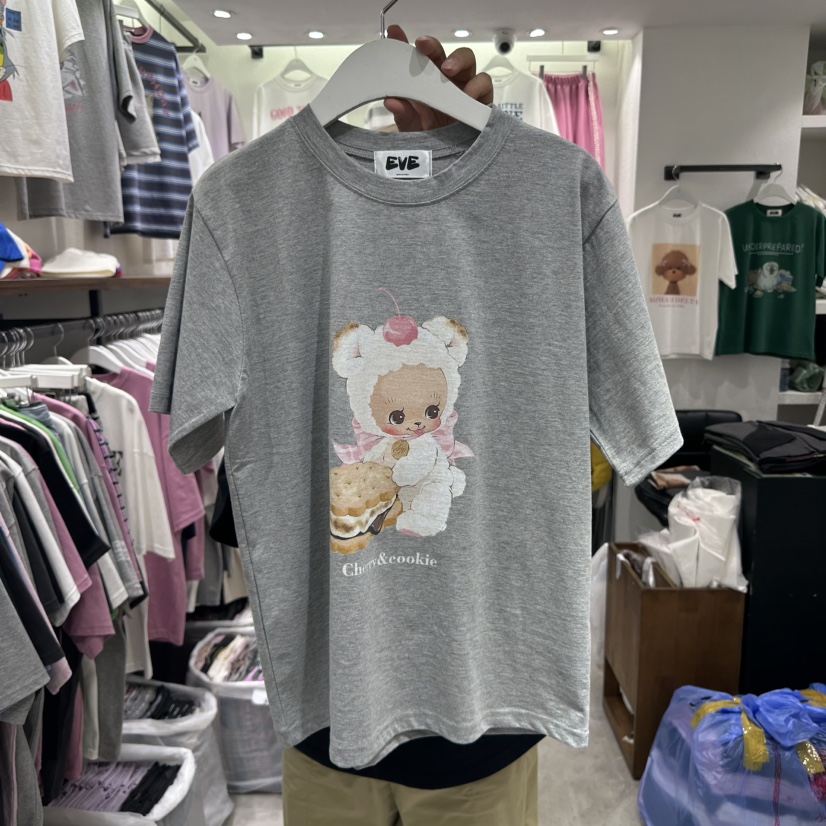 EVE韓國直郵㊣東大門實拍女裝新品休閑25春夏熱賣人氣時尚T恤EVET恤圖色2
