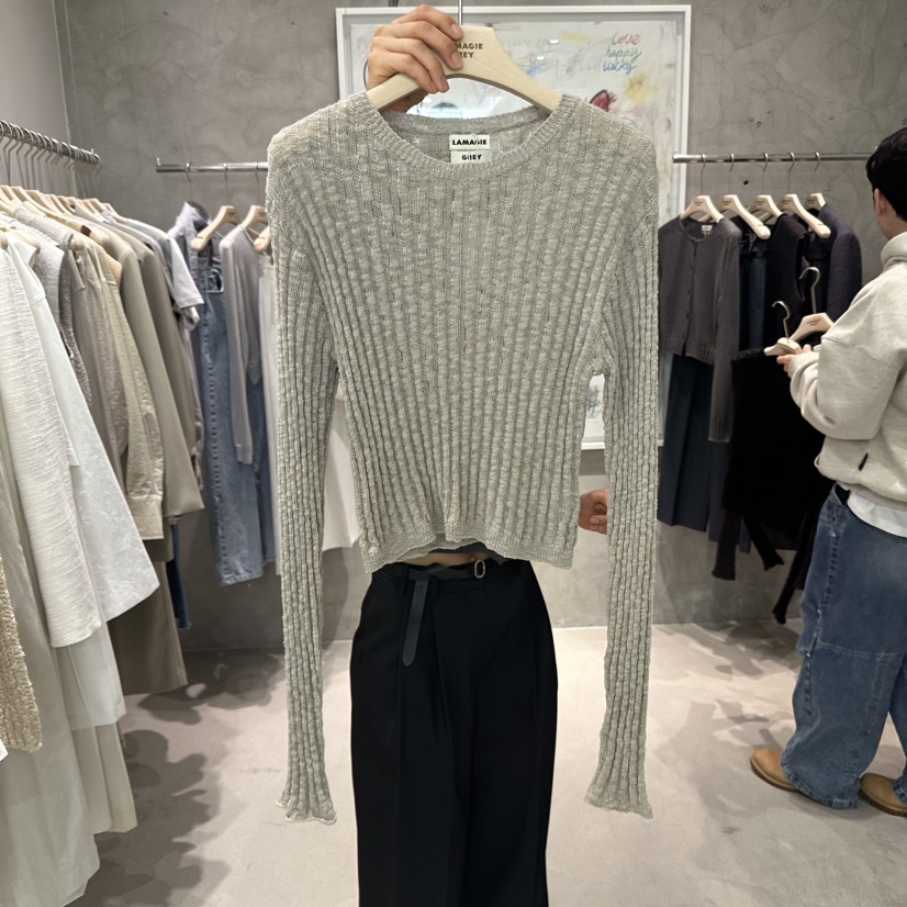 LAMAGIEPIE韓國直郵㊣女裝新品25春夏休閑人氣熱賣時尚針織衫LAMAGIE GREY針織衫圖色4
