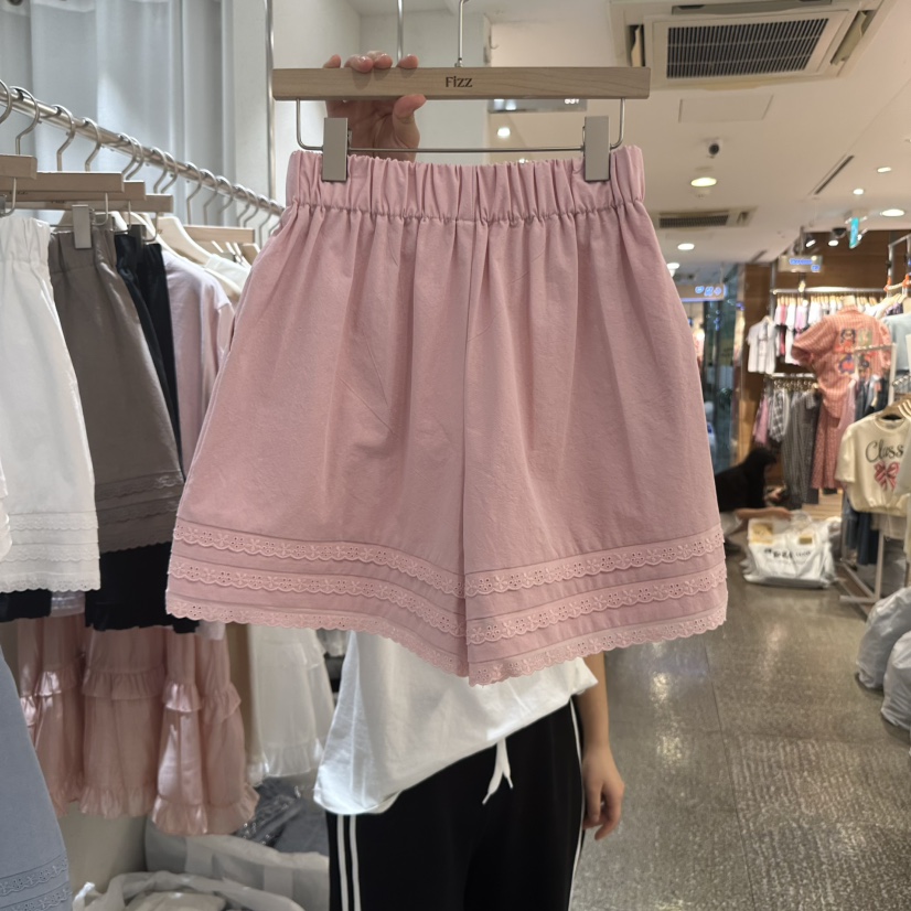 FIZZ韓國直郵㊣東大門實拍女裝新品25春夏人氣休閑短褲蕾絲FIZZ短褲