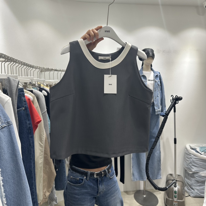INNI韓國㊣直郵東大門代購女裝新品時尚人氣推薦休閑吊帶背心inni吊帶/背心圖色1