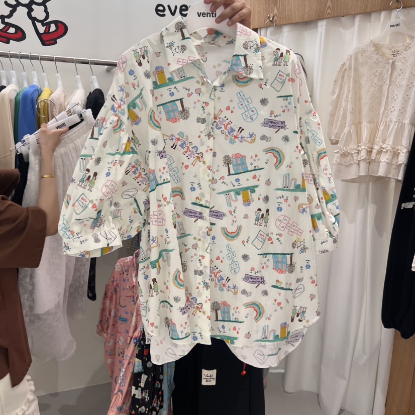 VENTI直郵韓國代購㊣女裝新品熱賣推薦時尚25春夏襯衫蕾絲衫VENTI襯衫/蕾絲衫