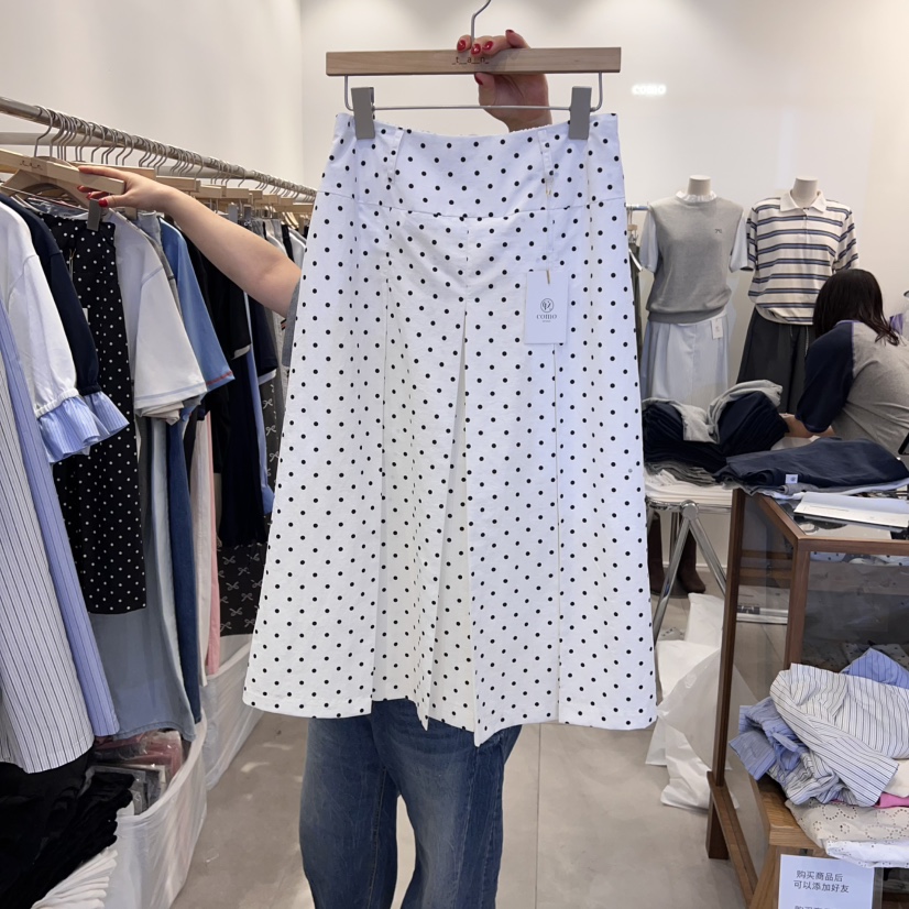 TAN&amp;COMO韓國㊣直郵東大門代購女裝新款25春夏半身裙中短裙褶皺tan-COMO半身裙/中短裙圖色1