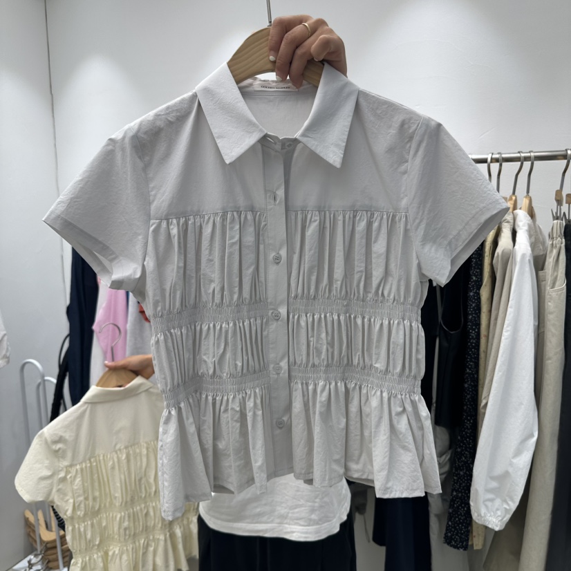 GOLDEN MARKET直郵韓國代購㊣女裝新品熱賣時尚人氣T恤褶皺GOLDEN MARKETT恤圖色3
