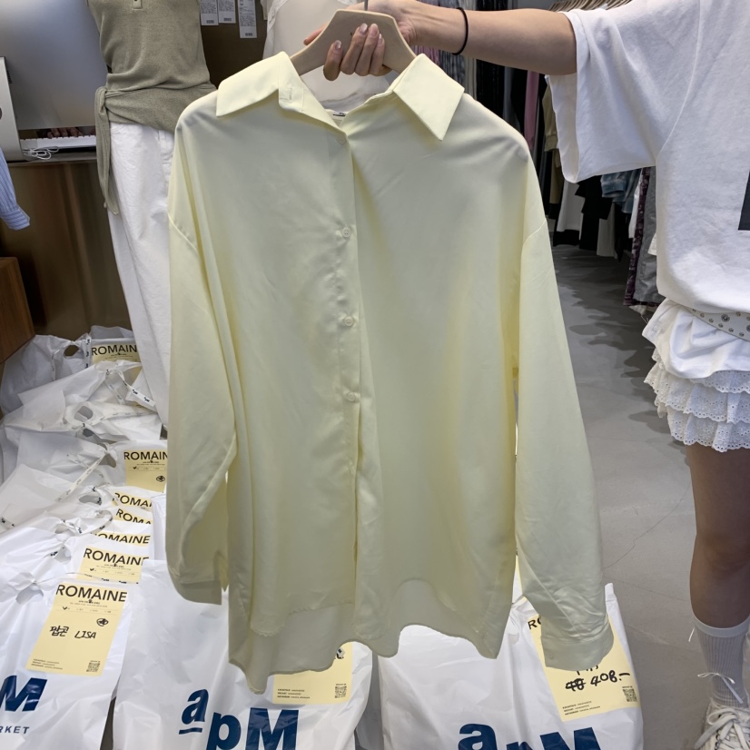 ROMAINE韓國直郵㊣東大門實拍女裝新款時尚推薦襯衫蕾絲衫亞麻ROMAINE襯衫/蕾絲衫圖色1