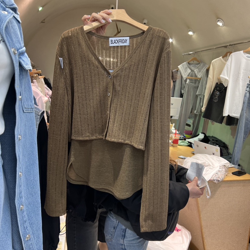 BLACKFRIDAY東大門實拍女裝新品職業休閑長袖T恤不含內搭開衫BLACK FRIDAY長袖T恤圖色2