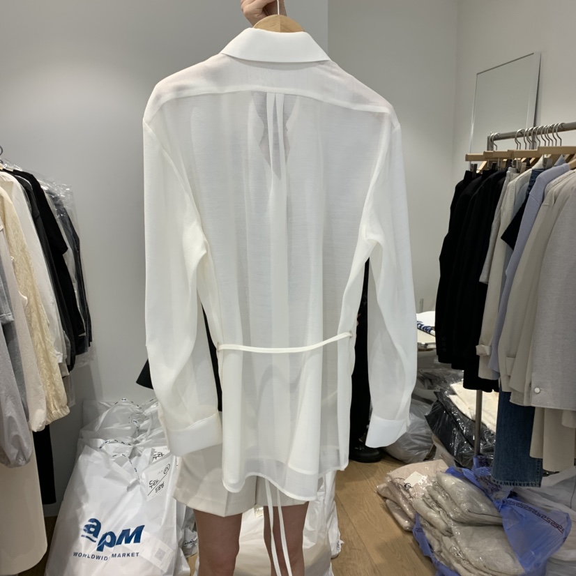 OUR-A韓國代購女裝新品真品職業休閑人氣襯衫蕾絲衫含腰帶OUR-A襯衫/蕾絲衫