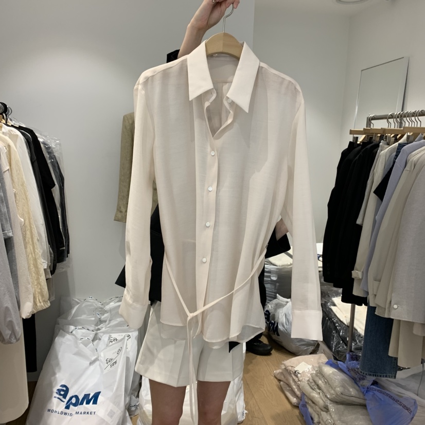 OUR-A韓國代購女裝新品真品職業休閑人氣襯衫蕾絲衫含腰帶OUR-A襯衫/蕾絲衫圖色2
