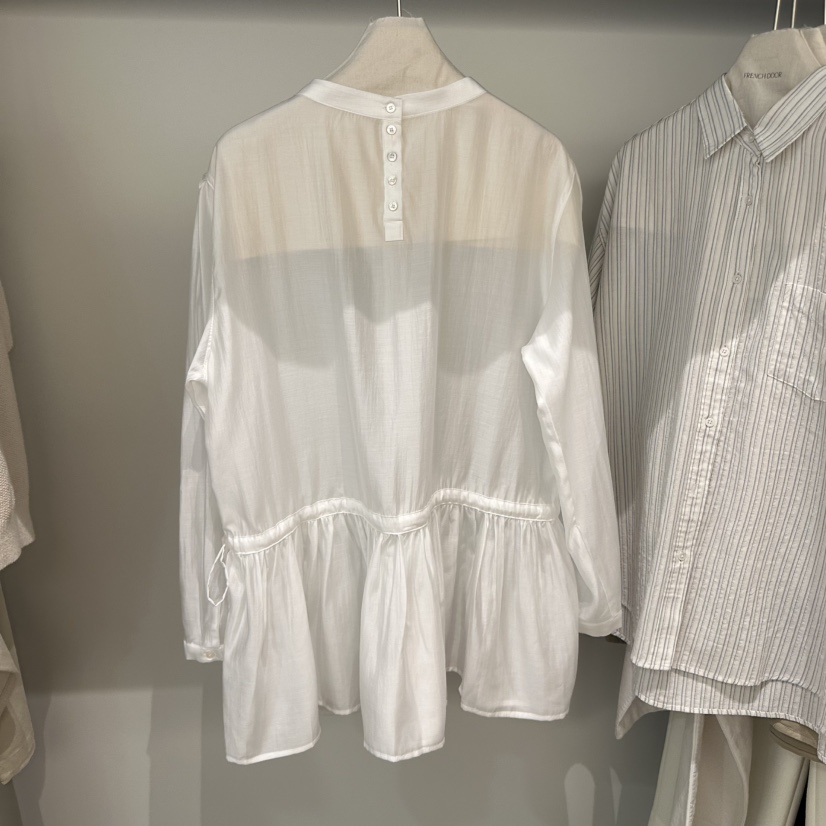FRENCH DOOR韓國代購女士新品人氣25春夏休閑襯衫蕾絲衫透明FRENCH DOOR襯衫/蕾絲衫