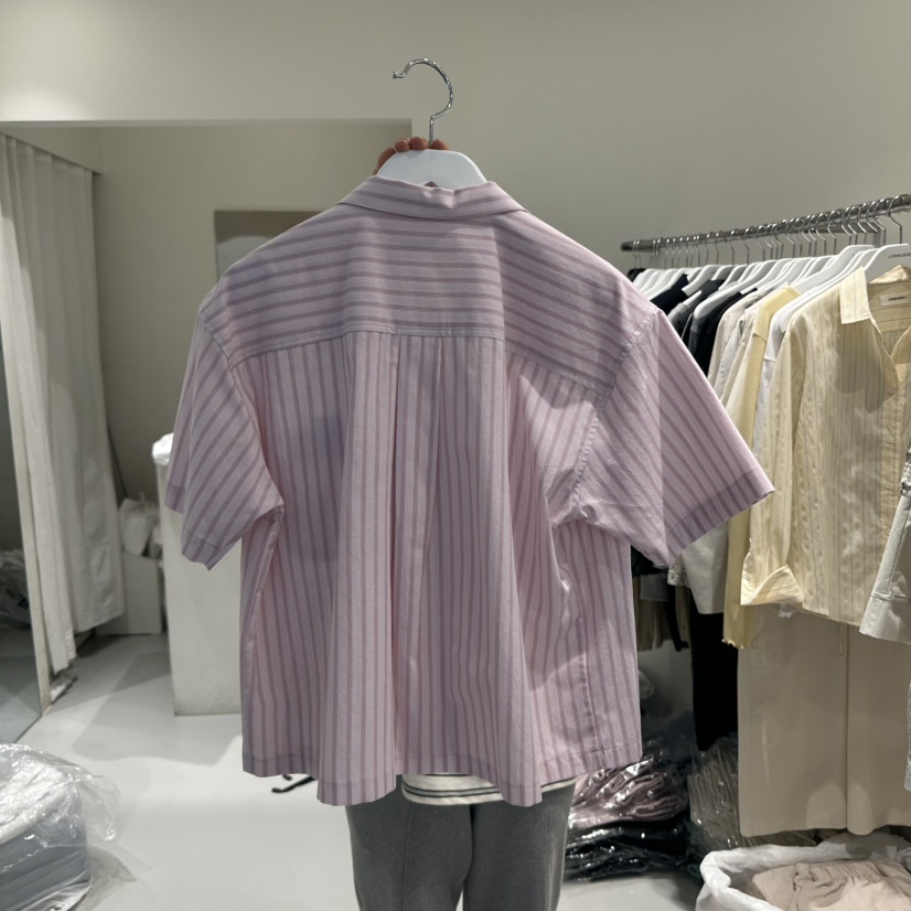 LORING RE I韓國代購女士新品時尚熱賣25春夏襯衫蕾絲衫口袋LORING RE-I/BARE襯衫/蕾絲衫