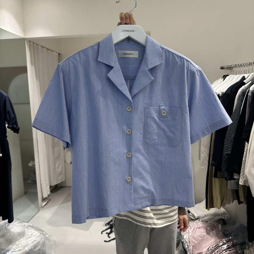 LORING RE I韓國代購女士新品時尚熱賣25春夏襯衫蕾絲衫口袋LORING RE-I/BARE襯衫/蕾絲衫圖色2