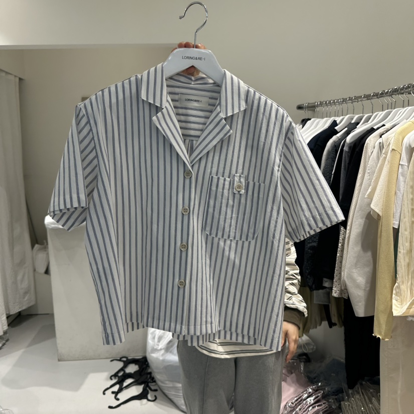 LORING RE I韓國代購女士新品時尚熱賣25春夏襯衫蕾絲衫口袋LORING RE-I/BARE襯衫/蕾絲衫圖色3