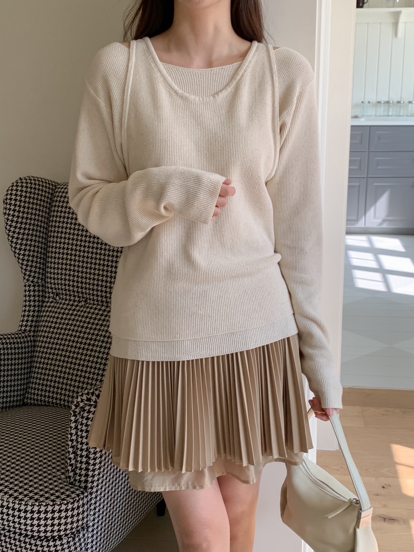 THE ABLE東大門直郵女裝新款人氣推薦真品針織衫假兩件亞麻THE ABLE/TA針織衫