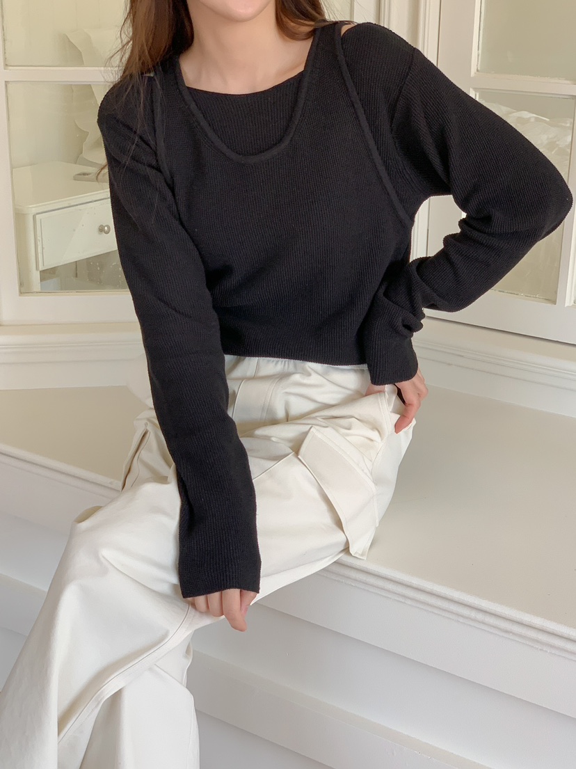 THE ABLE東大門直郵女裝新款人氣推薦真品針織衫假兩件亞麻THE ABLE/TA針織衫