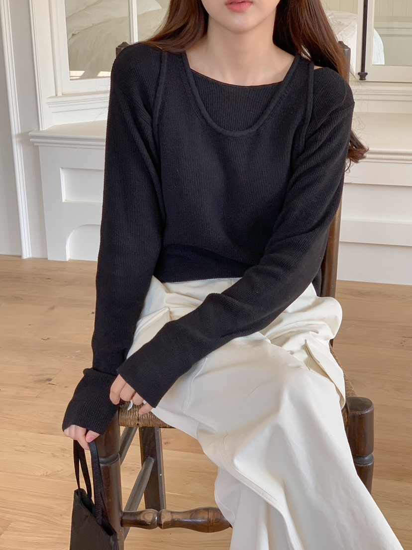 THE ABLE東大門直郵女裝新款人氣推薦真品針織衫假兩件亞麻THE ABLE/TA針織衫