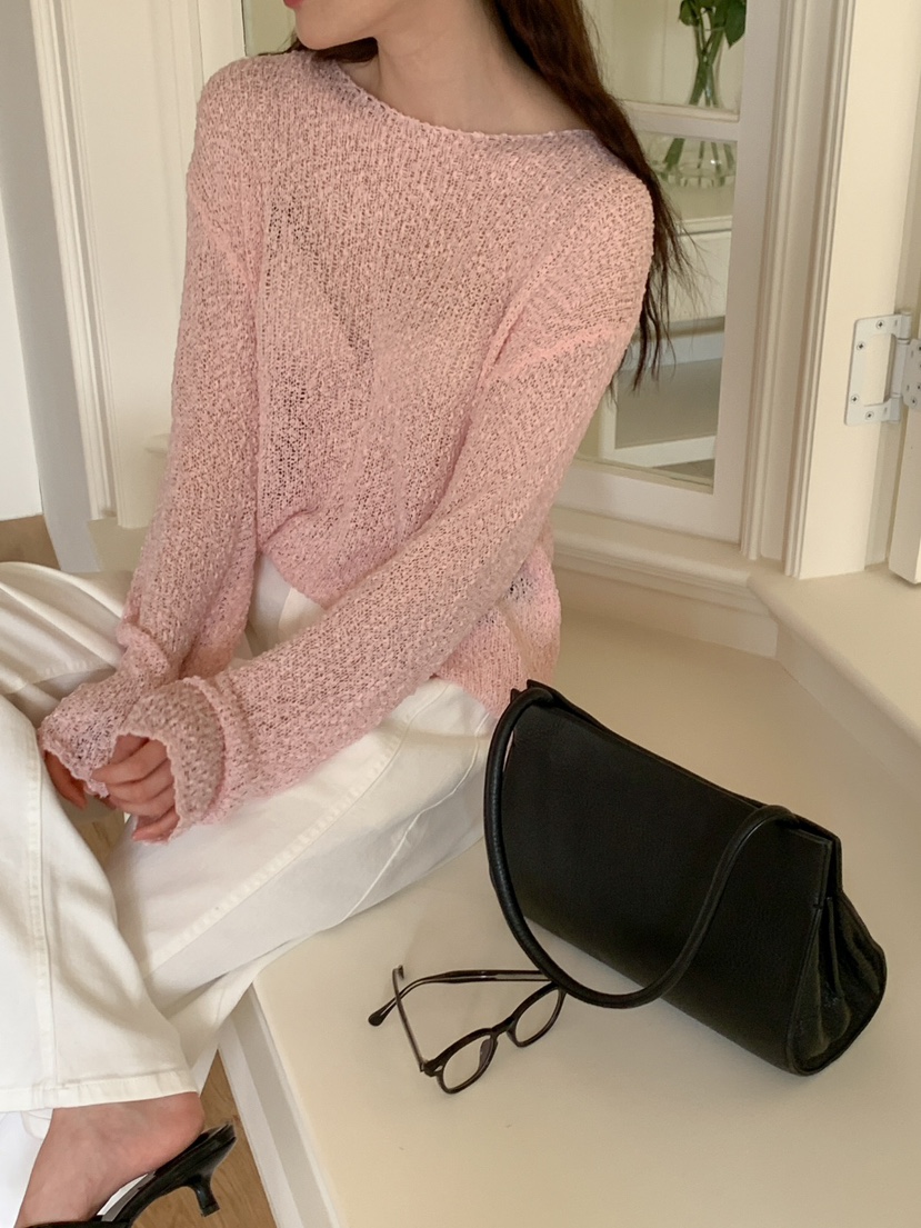 STRAWBERRY韓國直郵女士新品真品時尚休閑人氣25春夏針織衫透明STRAWBERRY針織衫