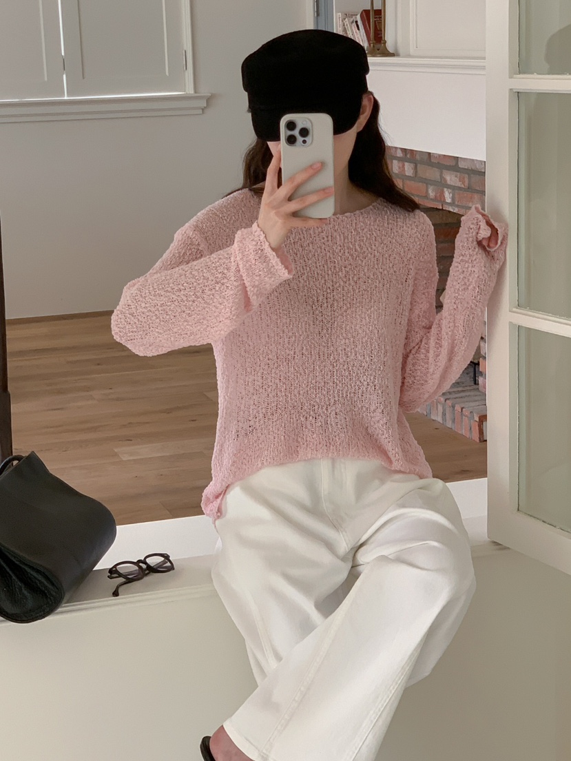STRAWBERRY韓國直郵女士新品真品時尚休閑人氣25春夏針織衫透明STRAWBERRY針織衫