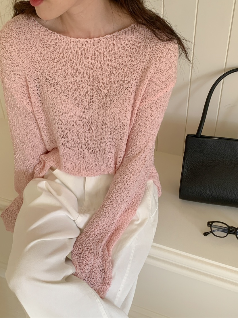 STRAWBERRY韓國直郵女士新品真品時尚休閑人氣25春夏針織衫透明STRAWBERRY針織衫