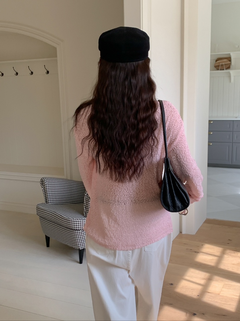 STRAWBERRY韓國直郵女士新品真品時尚休閑人氣25春夏針織衫透明STRAWBERRY針織衫