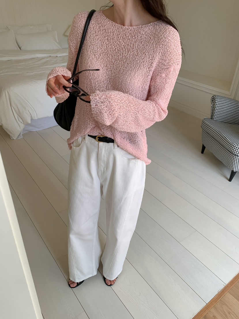 STRAWBERRY韓國直郵女士新品真品時尚休閑人氣25春夏針織衫透明STRAWBERRY針織衫
