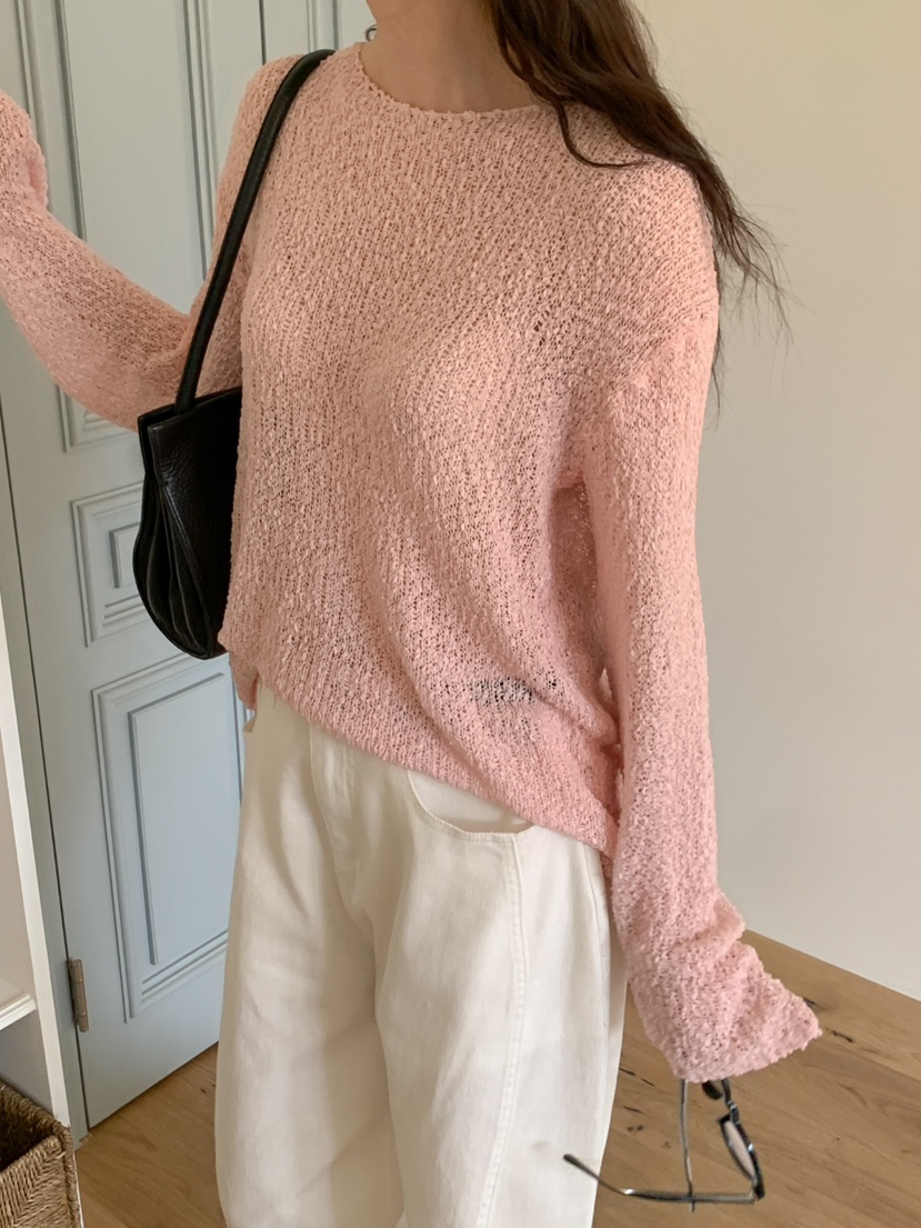 STRAWBERRY韓國直郵女士新品真品時尚休閑人氣25春夏針織衫透明STRAWBERRY針織衫