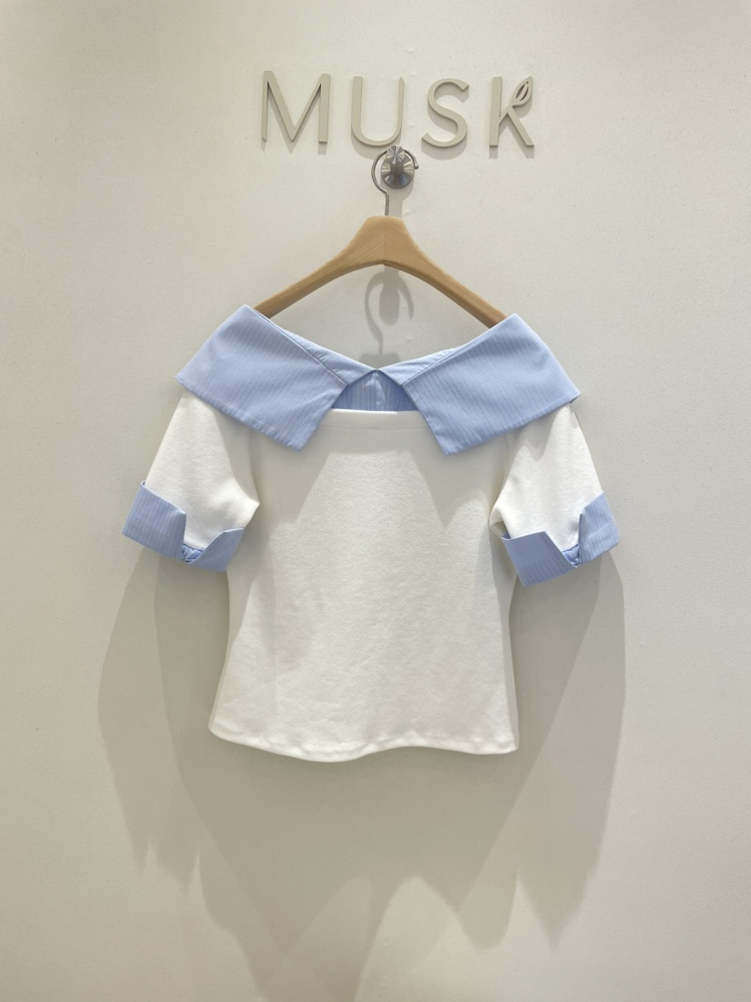 MUSK東大門直郵女裝新品25春夏休閑真品職業時尚襯衫蕾絲衫MUSK襯衫/蕾絲衫