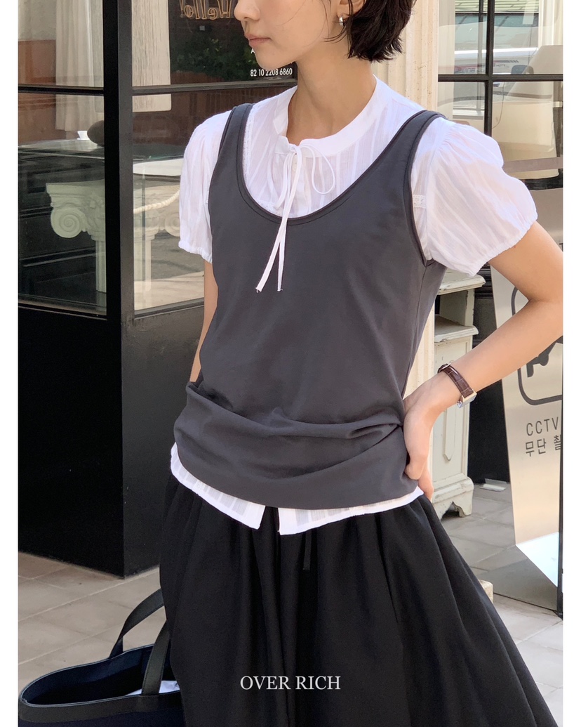 OVER RICH東大門實拍女裝新品職業休閑真品熱賣人氣吊帶背心OVER RICH吊帶/背心