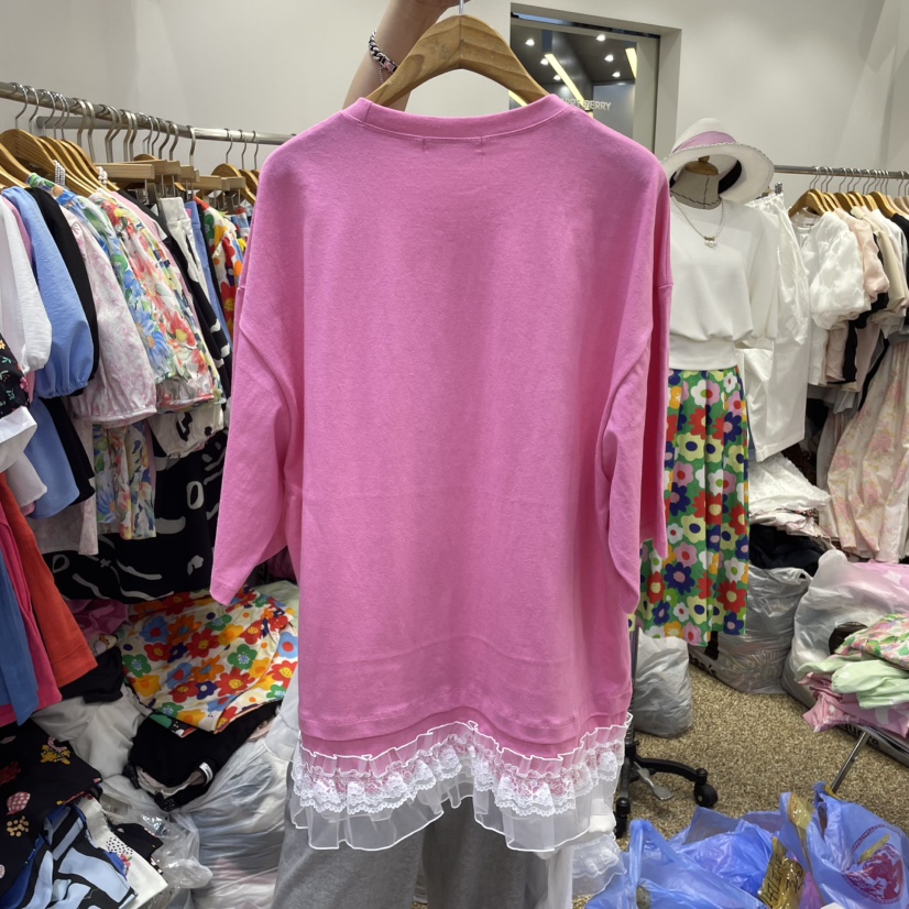 HAPPYBERRY韓國直郵㊣東大門實拍女裝新品25春夏T恤蕾絲長款HAPPYBERRYT恤