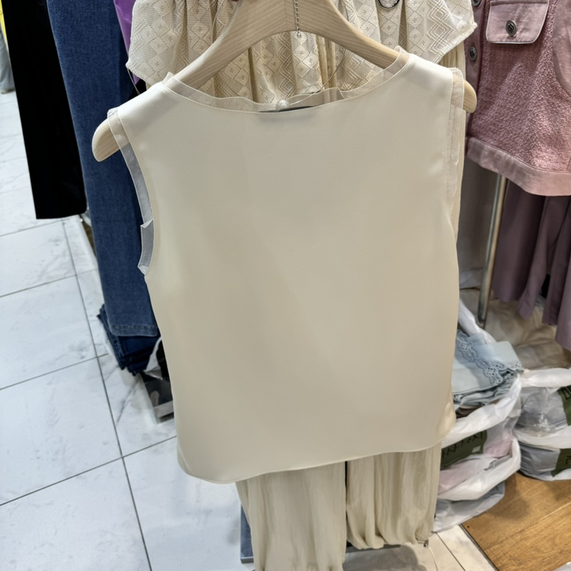 THE MOST-Q韓國直郵㊣東大門實拍女裝新品休閑吊帶背心歐根紗THE MOST吊帶/背心