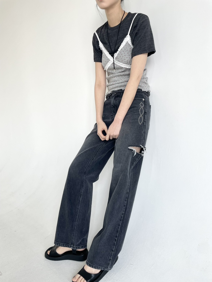 BETWEEN US韓國直郵㊣東大門實拍女裝新品時尚熱賣人氣牛仔褲JICJO:SEOUL牛仔褲