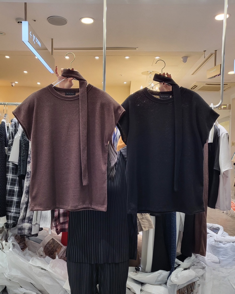 WORK SHOP東大門實拍女士新品休閑推薦25春夏真品T恤含脖帶Work_shopT恤