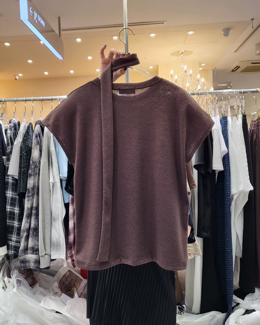 WORK SHOP東大門實拍女士新品休閑推薦25春夏真品T恤含脖帶Work_shopT恤
