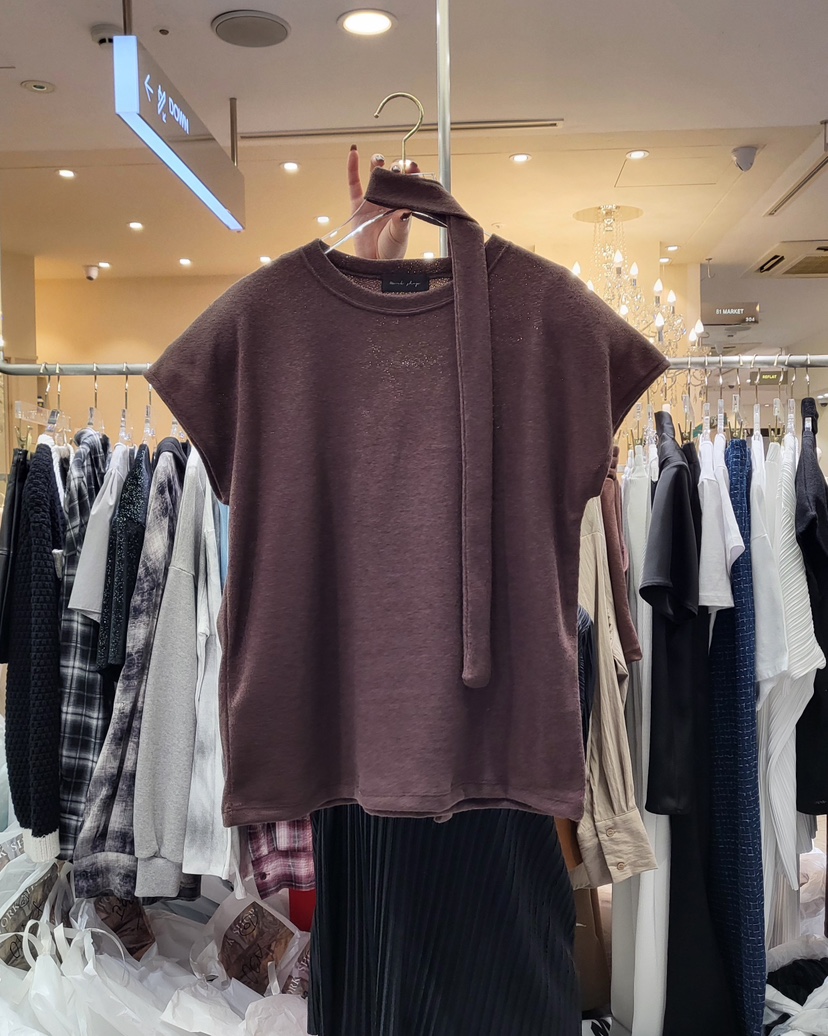WORK SHOP東大門實拍女士新品休閑推薦25春夏真品T恤含脖帶Work_shopT恤