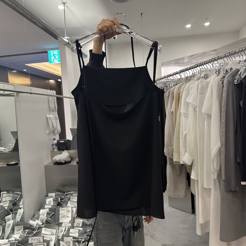 PAVEL韓國代購女裝新品推薦時尚25春夏真品休閑連衣裙含腰繩PAVEL連衣裙