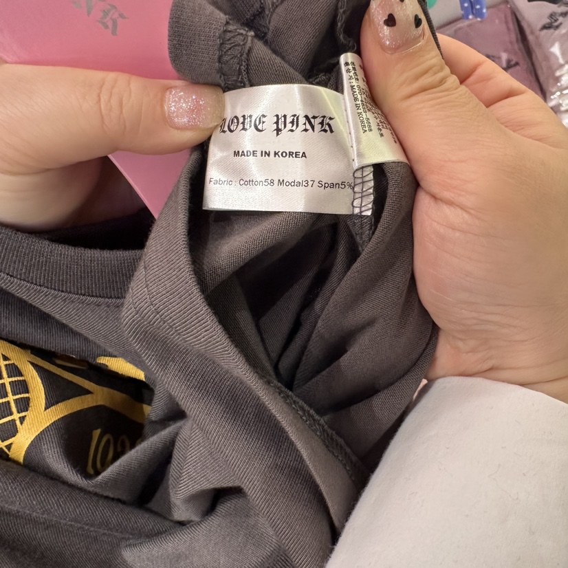LOVE PINK東大門實拍女裝新品時尚25春夏真品人氣推薦職業T恤LOVE PINKT恤