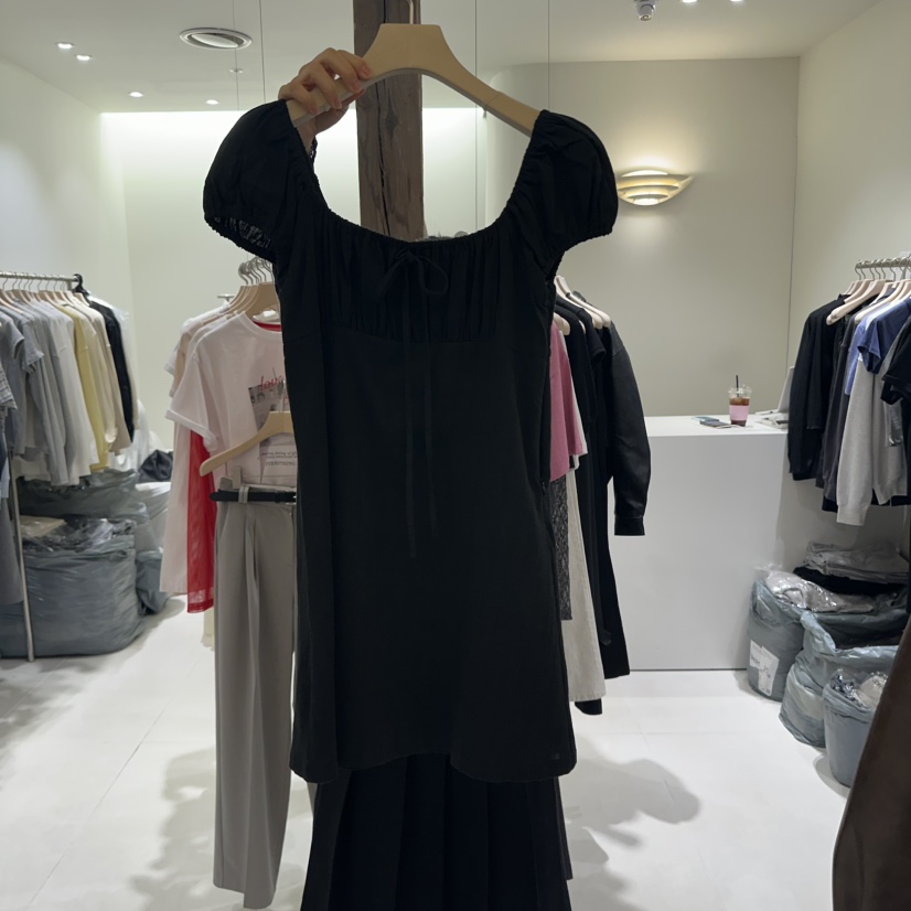 AVECNOUS東大門實拍女士新品熱賣25春夏推薦真品連衣裙褶皺AVECNOUS連衣裙