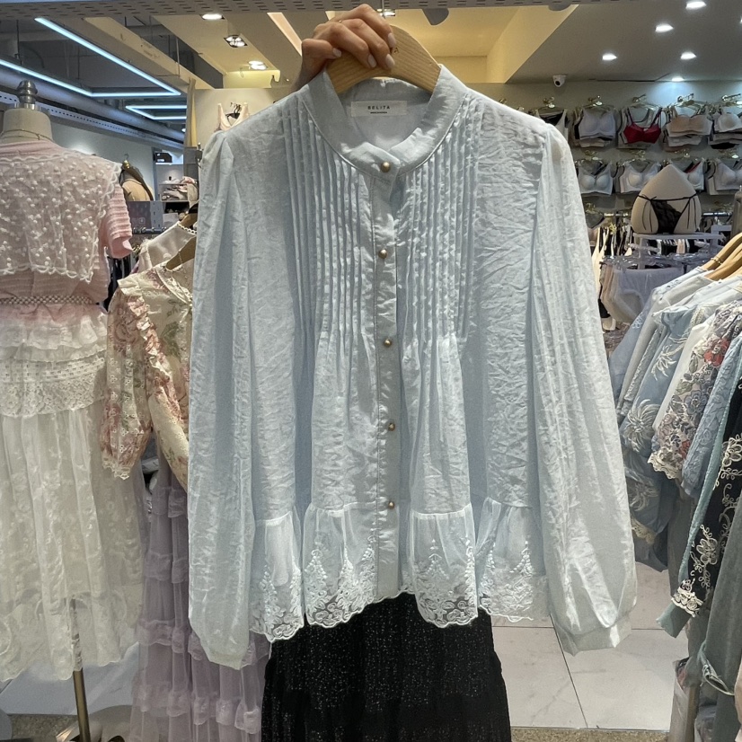 空東大門實拍女士新款時尚人氣推薦真品25春夏熱賣襯衫蕾絲衫BELITA襯衫/蕾絲衫圖色1