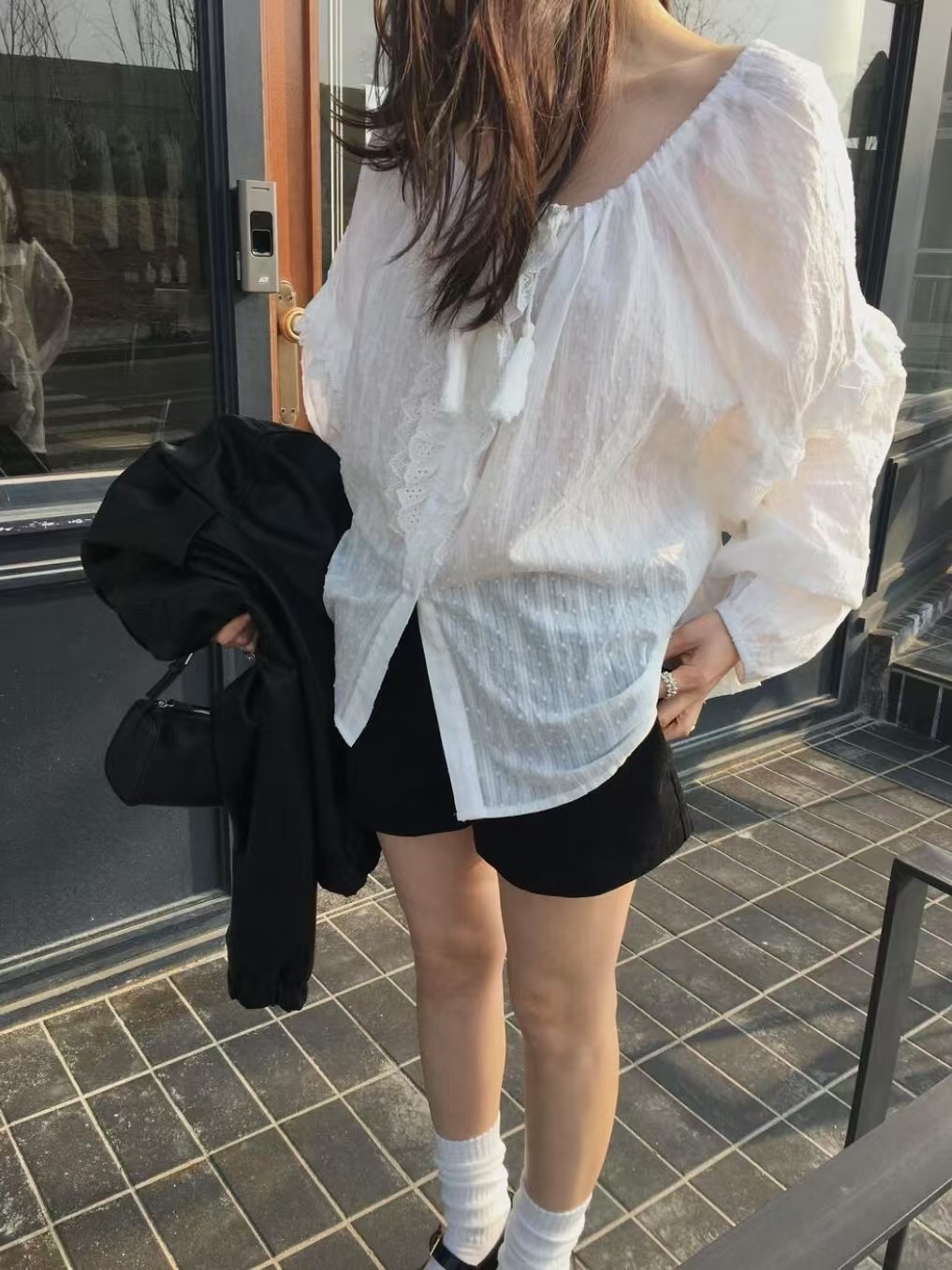 REBORN韓國代購女裝新款職業休閑時尚人氣熱賣真品襯衫蕾絲衫REBORN襯衫/蕾絲衫