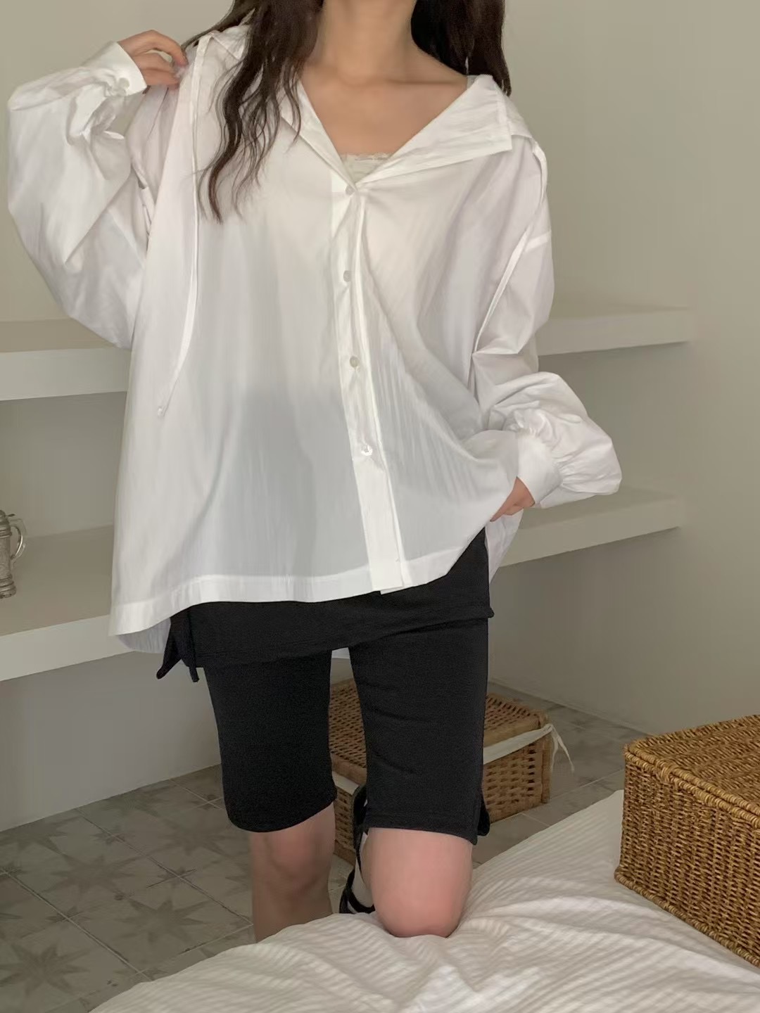 REBORN東大門代購女裝新款熱賣推薦休閑職業時尚襯衫蕾絲衫REBORN襯衫/蕾絲衫