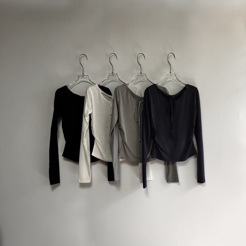 BONHEUR韓國㊣直郵東大門代購女裝新品25春夏休閑長袖T恤褶皺BONHEUR-2件起長袖T恤