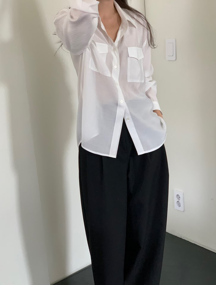 NOTICE韓國直郵㊣東大門實拍女裝新品熱賣推薦襯衫蕾絲衫口袋NOTICE襯衫/蕾絲衫