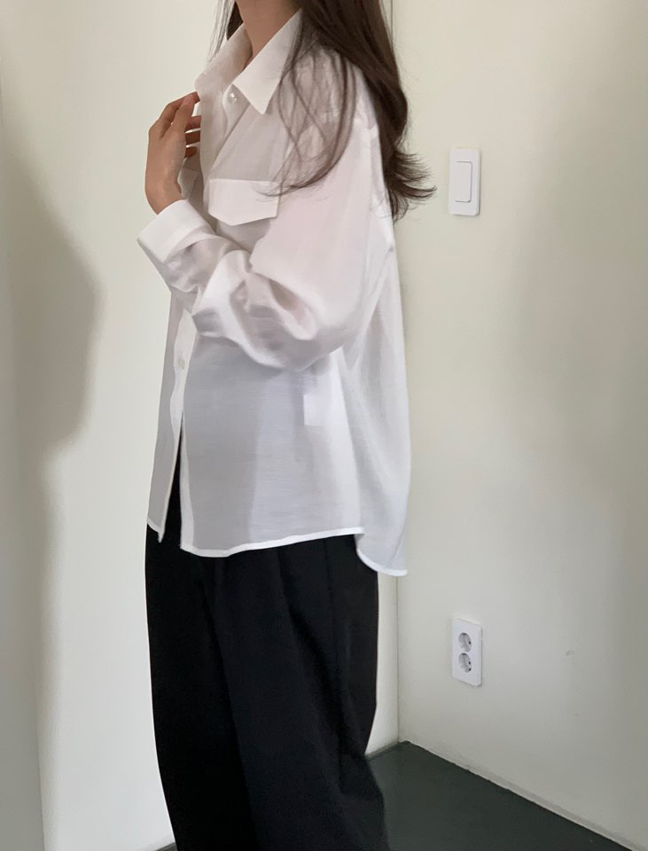 NOTICE韓國直郵㊣東大門實拍女裝新品熱賣推薦襯衫蕾絲衫口袋NOTICE襯衫/蕾絲衫