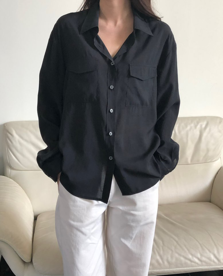 NOTICE韓國直郵㊣東大門實拍女裝新品熱賣推薦襯衫蕾絲衫口袋NOTICE襯衫/蕾絲衫