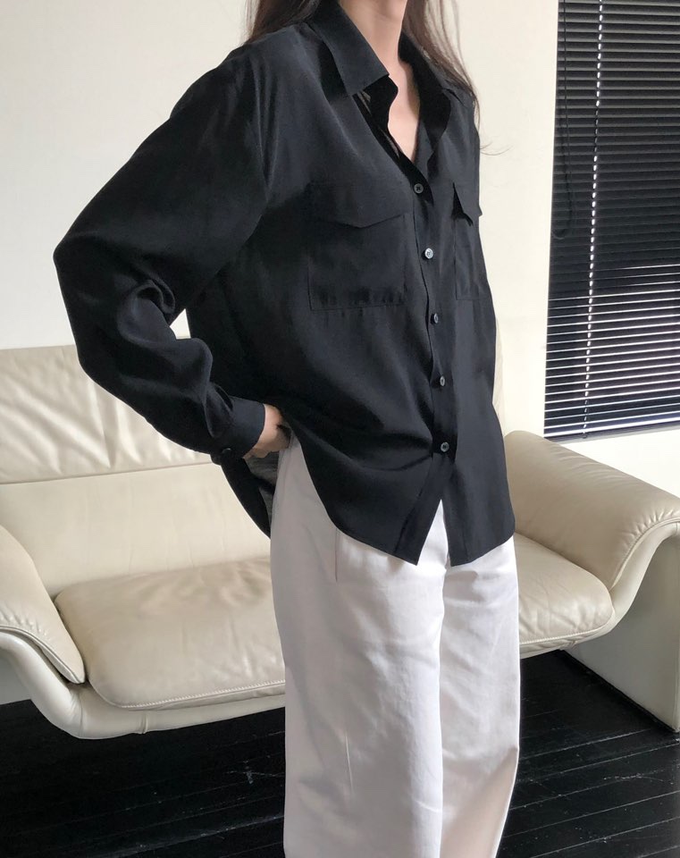 NOTICE韓國直郵㊣東大門實拍女裝新品熱賣推薦襯衫蕾絲衫口袋NOTICE襯衫/蕾絲衫