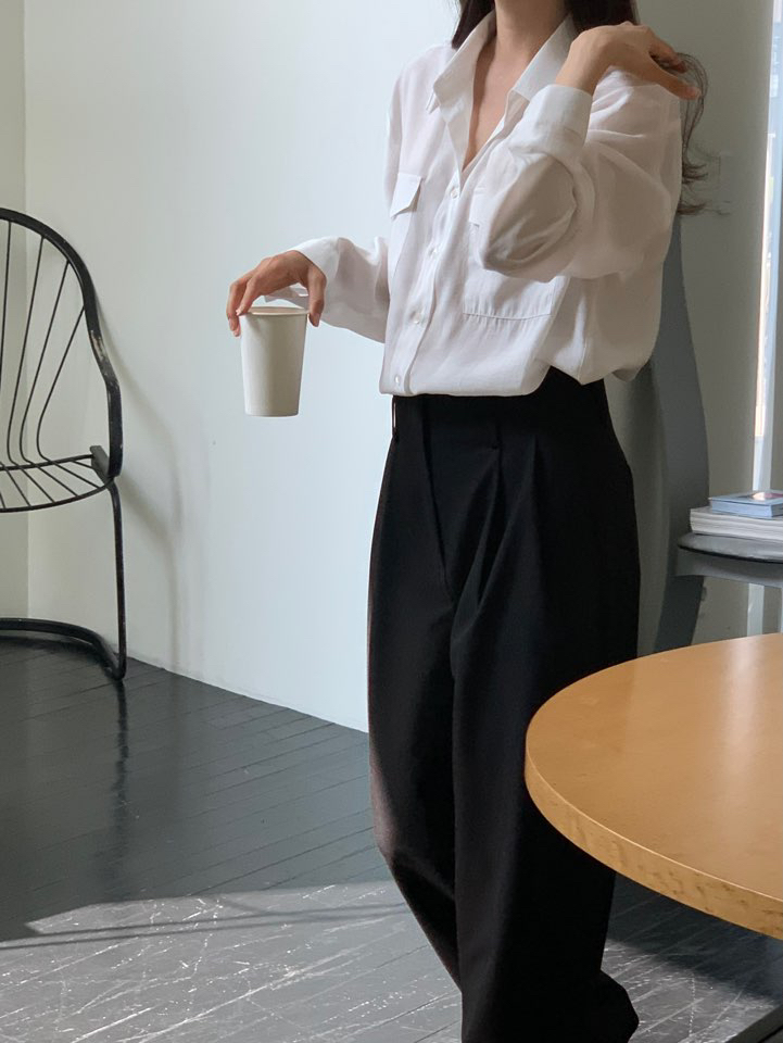 NOTICE韓國直郵㊣東大門實拍女裝新品熱賣推薦襯衫蕾絲衫口袋NOTICE襯衫/蕾絲衫