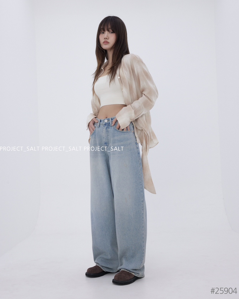 PROJECT SALT韓國㊣直郵東大門代購女裝新品休閑牛仔褲PROJECTSALT牛仔褲